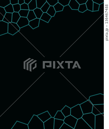 Cyan Geometric Neon Background with Copy Space - Vertical Social Media Template 136467488