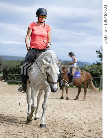 riding girl and horse riding girl and horse 136467633