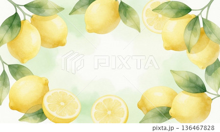 優雅な水彩レモン 136467828