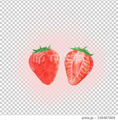 Strawberry watercolor illustration, two pieces, sweets, Hinamatsuri, spring fruits, handwritten, hand-drawn Strawberry watercolor illustration, two pieces, sweets, Hinamatsuri, spring fruits, handwritten, hand-drawn 136467869