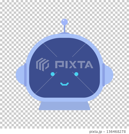 笑顔のかわいいロボットのアイコン - AIアシスタントやカスタマーサポートのチャットボットのイラスト 136468278