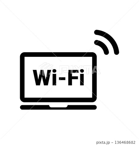 Simple black vector icon with a theme laptop 136468682