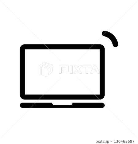 Simple black vector icon with a theme laptop 136468687