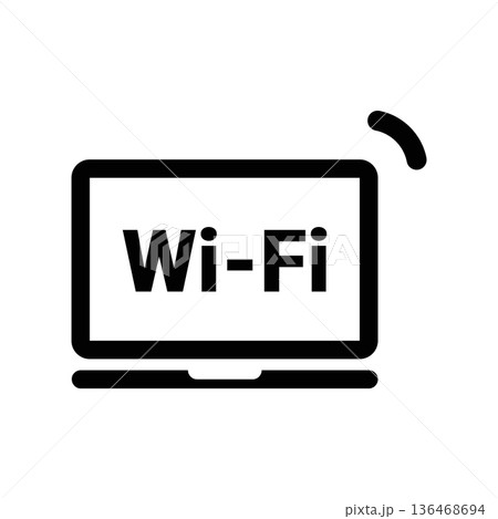 Simple black vector icon with a theme laptop Simple black vector icon with a theme laptop 136468694