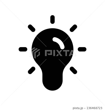 Simple black vector icon with a theme bulb 136468723