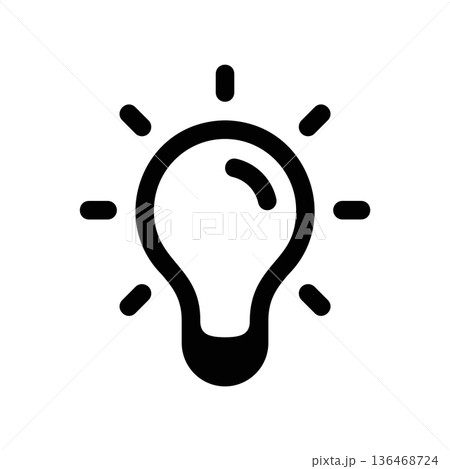 Simple black vector icon with a theme bulb 136468724