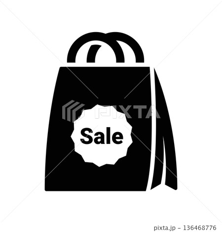 Simple black vector icon with a theme shopping bag Simple black vector icon with a theme shopping bag 136468776