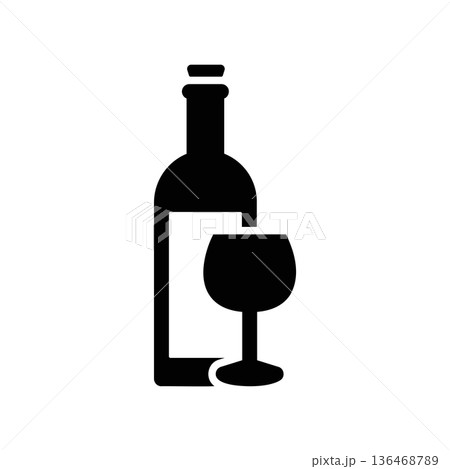 Simple black vector icon with a theme wine Simple black vector icon with a theme wine 136468789