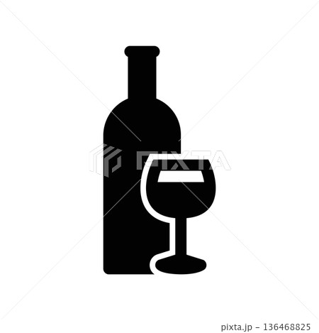 Simple black vector icon with a theme wine Simple black vector icon with a theme wine 136468825