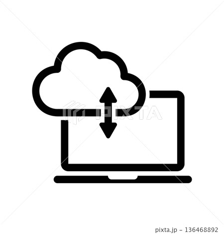 Simple black vector icon with a theme laptop 136468892