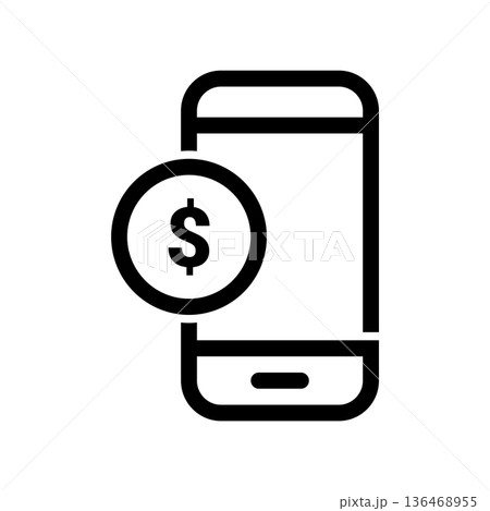 Simple black vector icon with a theme smartphone 136468955