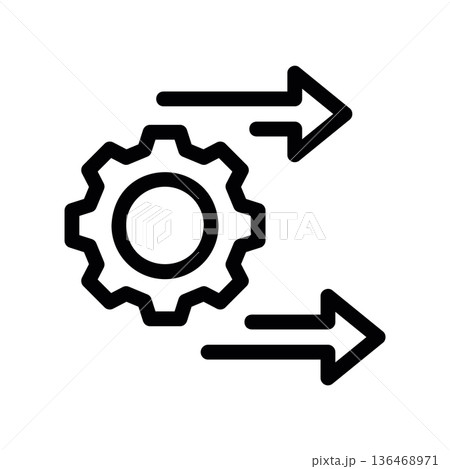 Gear with Two Arrows, Process Flow Gear with Two Arrows, Process Flow 136468971