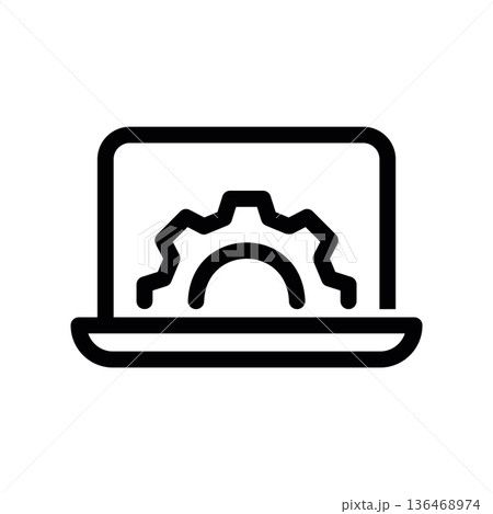Notebook with Cogwheel, Isolated line graphic illustrating Notebook with Cogwheel, Isolated line graphic illustrating 136468974