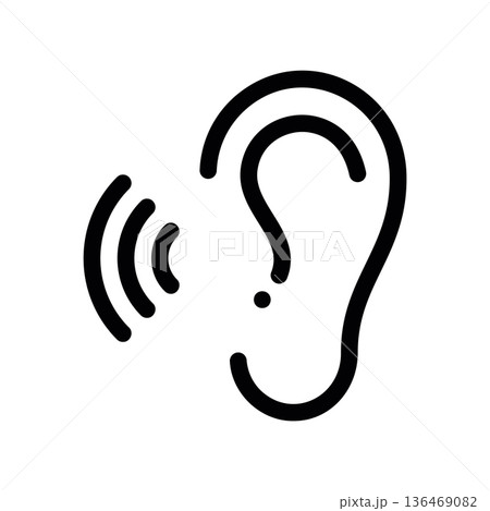 Hearing support icon, ear with device 136469082