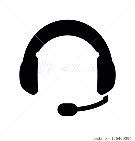 Customer Service Headset Icon, Flat Design 136469094