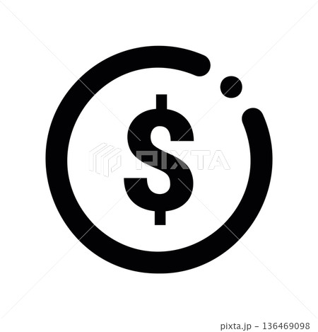 Dollar Coin, Currency, Isolated, Black and White Dollar Coin, Currency, Isolated, Black and White 136469098