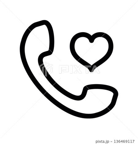 Romantic Call Icon Phone with Heart Symbol 136469117