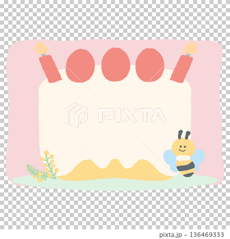 現成的生日字母邊框 | 三月 - 無文字蛋糕插圖 136469333