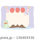 そのまま使える誕生日おたよりフレーム｜6月・文字なし書き込みできるケーキイラスト 136469336