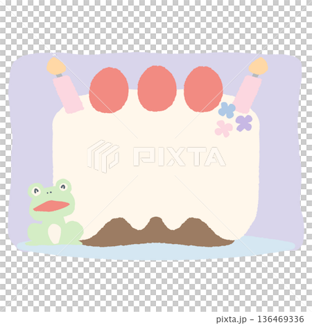 即用型生日字母邊框 | 六月 - 無文字蛋糕插圖 136469336