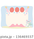 そのまま使える誕生日おたよりフレーム｜7月・文字なし書き込みできるケーキイラスト 136469337