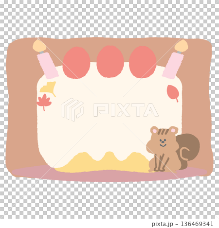 そのまま使える誕生日おたよりフレーム｜11月・文字なし書き込みできるケーキイラスト 136469341