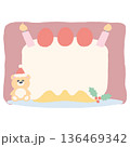 そのまま使える誕生日おたよりフレーム｜12月・文字なし書き込みできるケーキイラスト 136469342