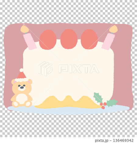 即用型生日字母邊框 | 十二月 - 無文字蛋糕插圖 136469342