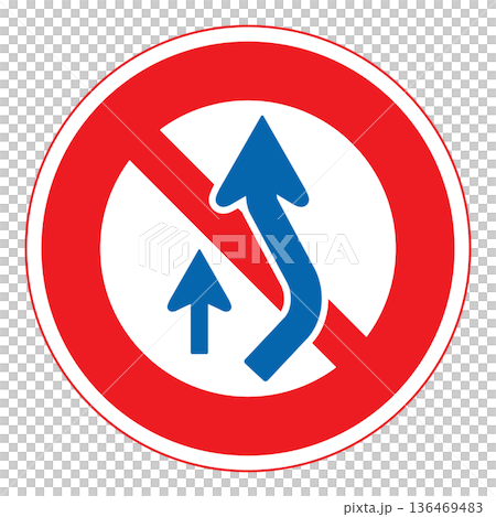 規制標識　追越しのための右側部分はみ出し通行禁止 136469483