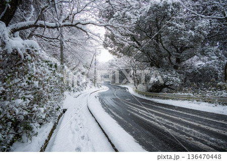 茨城県笠間市 愛宕神社の雪景色 茨城県笠間市 愛宕神社の雪景色 136470448