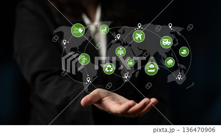 Global net zero and environmental sustainability network concept Parse Global net zero and environmental sustainability network concept Parse 136470906