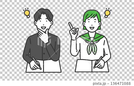 確信的男女學生 136471088