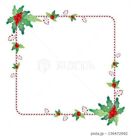 Christmas frame with mistletoe berries Christmas frame with mistletoe berries 136472692