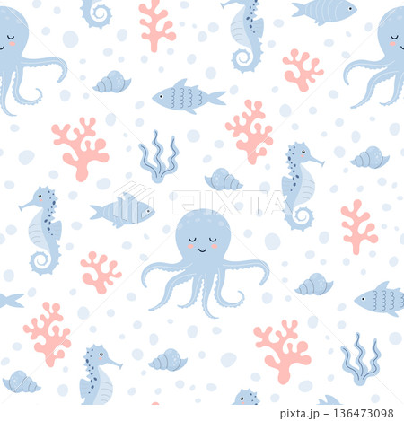 marine seamless pattern 136473098