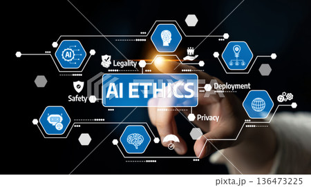 Ethical Considerations in Artificial Intelligence with Focus on Safety, Legality, Privacy, and Deployment Visual Representation for Awareness Campaigns. Tessel 136473225