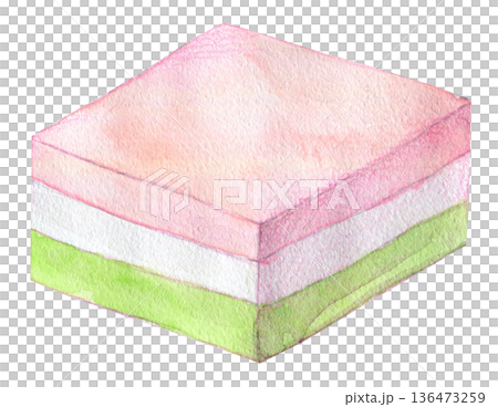 水彩イラスト　ひな祭りのひしもち 136473259