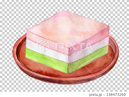 水彩イラスト　ひな祭りのひしもち 136473260