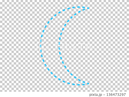 一輪可愛的虛線月亮,讓人聯想到夜晚和睡眠;還有一輪用淺藍色虛線繪製的簡單新月。 一輪可愛的虛線月亮,讓人聯想到夜晚和睡眠;還有一輪用淺藍色虛線繪製的簡單新月。 136473297