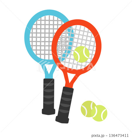 テニスラケットとテニスボール　イラスト 136473411
