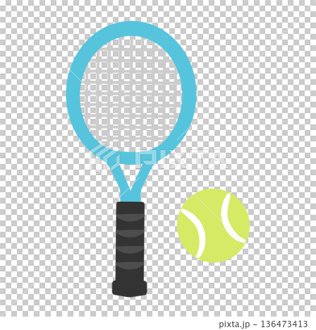Tennis racket and tennis ball illustration 136473413