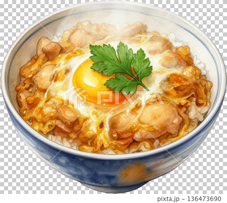親子丼のイラスト 水彩画風 和食 どんぶり 親子丼のイラスト 水彩画風 和食 どんぶり 136473690