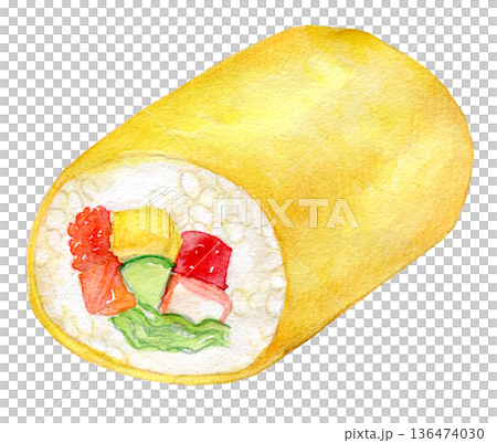 水彩イラスト 恵方巻き 水彩イラスト 恵方巻き 136474030