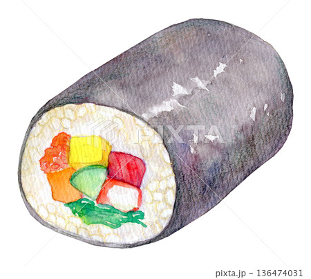 水彩イラスト　恵方巻き 136474031
