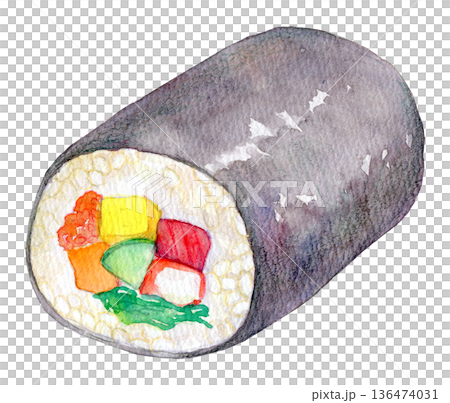 水彩イラスト　恵方巻き 136474031