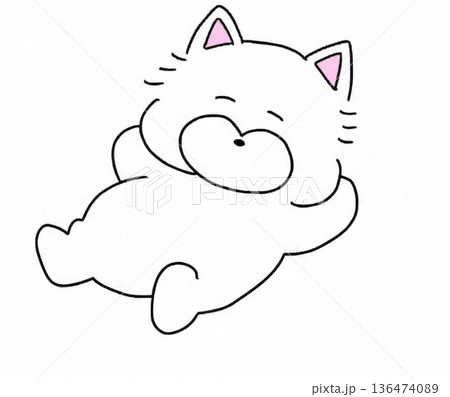 ウェスティー犬のイラスト ごろ寝 136474089