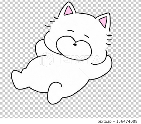 ウェスティー犬のイラスト ごろ寝 136474089