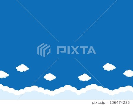 正月、年賀状、空、雲、フレーム、紙吹雪、青空、干支、風景、年賀、新年、 136474286