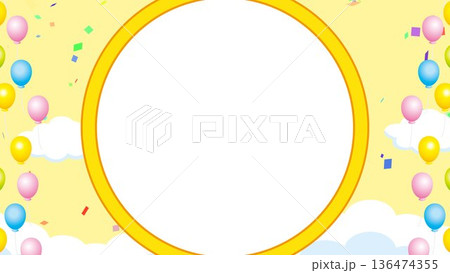 正月、年賀状、空、雲、フレーム、紙吹雪、青空、干支、風景、年賀、新年、 136474355