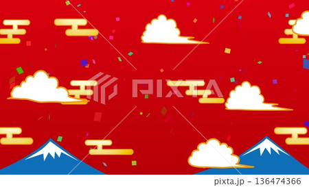 正月、年賀状、空、雲、フレーム、紙吹雪、青空、干支、風景、年賀、新年、 正月、年賀状、空、雲、フレーム、紙吹雪、青空、干支、風景、年賀、新年、 136474366