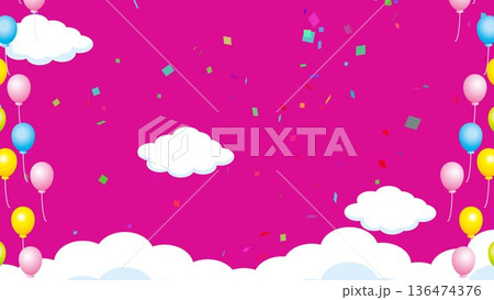 正月、年賀状、空、雲、フレーム、紙吹雪、青空、干支、風景、年賀、新年、 136474376